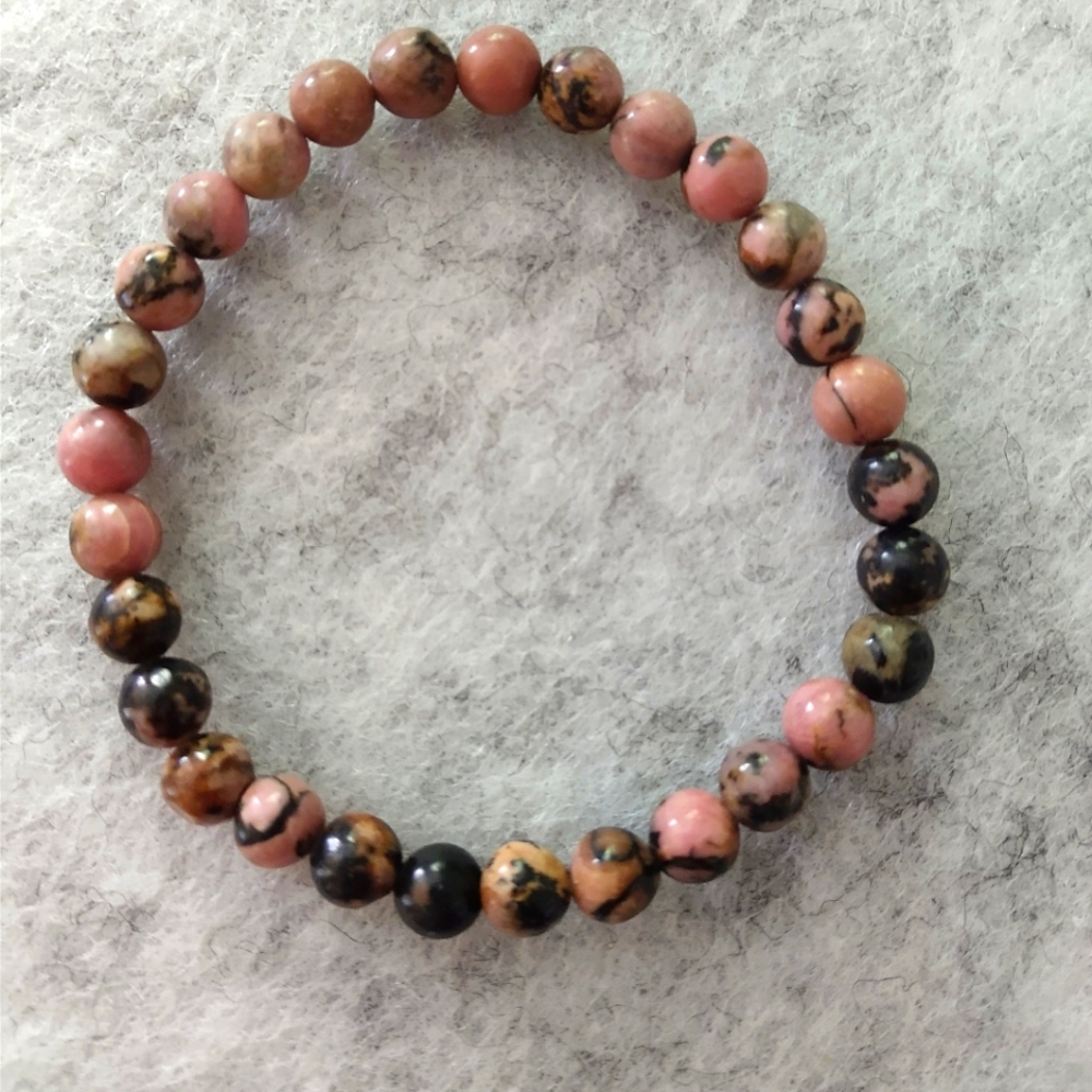Small bead rhodonite bracelet